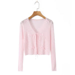 Hollow Sweet Bow Tie Soft Gentle Lightweight Top Outerwear Women