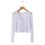 Hollow Sweet Bow Tie Soft Gentle Lightweight Top Outerwear Women