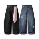 Five pointed star pendant jeans for women