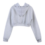 Women Sweatshirt Hoodies Solid Crop