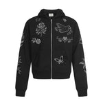 Printed zipper hoodie short