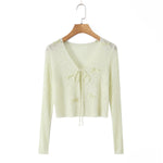 Hollow Sweet Bow Tie Soft Gentle Lightweight Top Outerwear Women