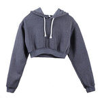 Women Sweatshirt Hoodies Solid Crop