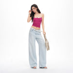 Light Blue Tencel Wide-Leg Jeans Women
