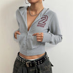Long sleeved hooded cardigan with zipper women's hoodie
