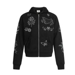 Printed zipper hoodie short