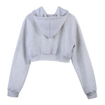 Women Sweatshirt Hoodies Solid Crop