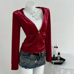 Hooded cardigan long sleeved top