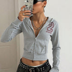 Long sleeved hooded cardigan with zipper women's hoodie