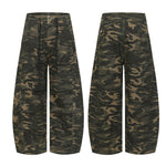 Camouflage wide leg curved knife jeans for women
