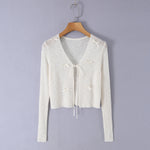 Hollow Sweet Bow Tie Soft Gentle Lightweight Top Outerwear Women