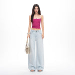 Light Blue Tencel Wide-Leg Jeans Women