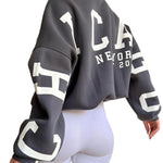 Casual Letters Print Sweatshirt Women Fashion