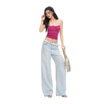 Light Blue Tencel Wide-Leg Jeans Women