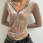Hooded cardigan long sleeved top