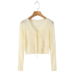 Hollow Sweet Bow Tie Soft Gentle Lightweight Top Outerwear Women
