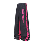 Color blocking splicing curved knife jeans for men