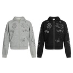 Printed zipper hoodie short