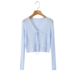 Hollow Sweet Bow Tie Soft Gentle Lightweight Top Outerwear Women