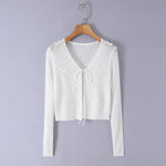 Hollow Sweet Bow Tie Soft Gentle Lightweight Top Outerwear Women