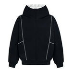 Style Deconstructed Hoodie for Men and Women, Loose Open Front Sweatshirt with Visible Stitching, Oversized Casual Sporty Couple Jacket