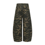 Camouflage wide leg curved knife jeans for women