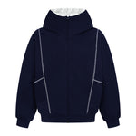 Style Deconstructed Hoodie for Men and Women, Loose Open Front Sweatshirt with Visible Stitching, Oversized Casual Sporty Couple Jacket