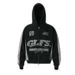 Suede zipper hoodie for men