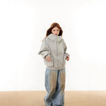 Style Deconstructed Hoodie for Men and Women, Loose Open Front Sweatshirt with Visible Stitching, Oversized Casual Sporty Couple Jacket