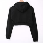 Women Sweatshirt Hoodies Solid Crop