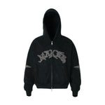 Suede cross patch hooded sweatshirt for men
